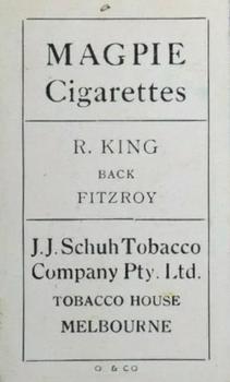 1921 J.J.Schuh Magpie Cigarettes Victorian League Footballers #NNO Robert King Back